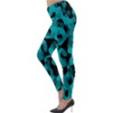 Black and Teal Camouflage Pattern Lightweight Velour Leggings View3