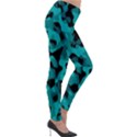 Black and Teal Camouflage Pattern Lightweight Velour Leggings View4