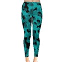 Black and Teal Camouflage Pattern Inside Out Leggings View3