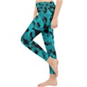 Black and Teal Camouflage Pattern Lightweight Velour Classic Yoga Leggings View3