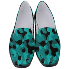 Black And Teal Camouflage Pattern Women s Classic Loafer Heels by SpinnyChairDesigns