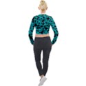 Black and Teal Camouflage Pattern Long Sleeve Cropped Velvet Jacket View2