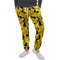 Black And Yellow Camouflage Pattern Men s Jogger Sweatpants by SpinnyChairDesigns