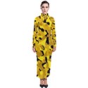 Black and Yellow Camouflage Pattern Turtleneck Maxi Dress View1