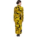 Black and Yellow Camouflage Pattern Turtleneck Maxi Dress View2