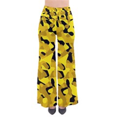 Black And Yellow Camouflage Pattern So Vintage Palazzo Pants by SpinnyChairDesigns