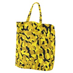 Black And Yellow Camouflage Pattern Giant Grocery Tote by SpinnyChairDesigns