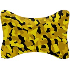 Black And Yellow Camouflage Pattern Seat Head Rest Cushion by SpinnyChairDesigns