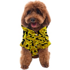 Black And Yellow Camouflage Pattern Dog Coat by SpinnyChairDesigns