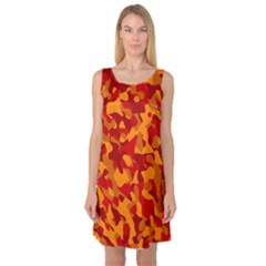 Red And Orange Camouflage Pattern Sleeveless Satin Nightdress by SpinnyChairDesigns