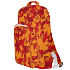 Red And Orange Camouflage Pattern Double Compartment Backpack by SpinnyChairDesigns