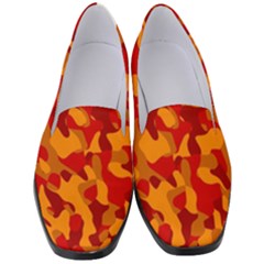 Red And Orange Camouflage Pattern Women s Classic Loafer Heels by SpinnyChairDesigns