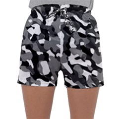 Black And White Camouflage Pattern Sleepwear Shorts by SpinnyChairDesigns