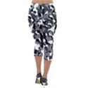 Black and White Camouflage Pattern Lightweight Velour Capri Leggings  View2