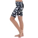 Black and White Camouflage Pattern Kids  Lightweight Velour Cropped Yoga Leggings View2