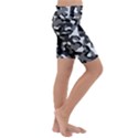 Black and White Camouflage Pattern Kids  Lightweight Velour Cropped Yoga Leggings View3