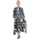 Black and White Camouflage Pattern Quarter Sleeve Wrap Front Maxi Dress View2