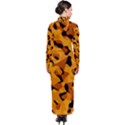 Orange and Black Camouflage Pattern Turtleneck Maxi Dress View2