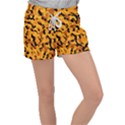 Orange and Black Camouflage Pattern Velour Lounge Shorts View1