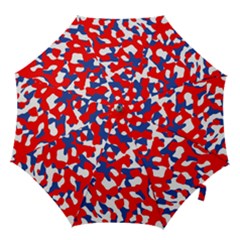 Red White Blue Camouflage Pattern Hook Handle Umbrellas (large) by SpinnyChairDesigns