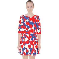 Red White Blue Camouflage Pattern Pocket Dress by SpinnyChairDesigns