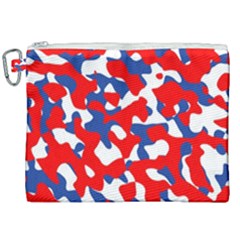 Red White Blue Camouflage Pattern Canvas Cosmetic Bag (xxl) by SpinnyChairDesigns