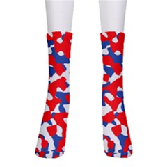 Red White Blue Camouflage Pattern Men s Crew Socks by SpinnyChairDesigns