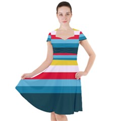 Sea Water Cap Sleeve Midi Dress by tmsartbazaar