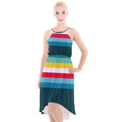 Sea Water High-low Halter Chiffon Dress  by tmsartbazaar