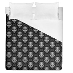 Grey Aliens Extraterrestrials Ufo Faces Duvet Cover (queen Size) by SpinnyChairDesigns
