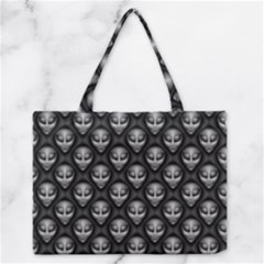 Grey Aliens Extraterrestrials Ufo Faces Zipper Medium Tote Bag by SpinnyChairDesigns