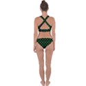 Neon Green Bug Insect Heads on Black Cross Back Hipster Bikini Set View2