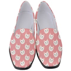 Cute Cat Faces White And Pink Women s Classic Loafer Heels by SpinnyChairDesigns