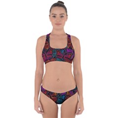 Colorful Monarch Butterfly Pattern Cross Back Hipster Bikini Set by SpinnyChairDesigns