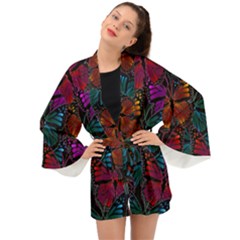 Colorful Monarch Butterfly Pattern Long Sleeve Kimono by SpinnyChairDesigns