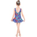 Cosmos Flowers Blue Red Kids  Skater Dress Swimsuit View2