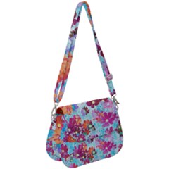 Cosmos Flowers Saddle Handbag by DinkovaArt