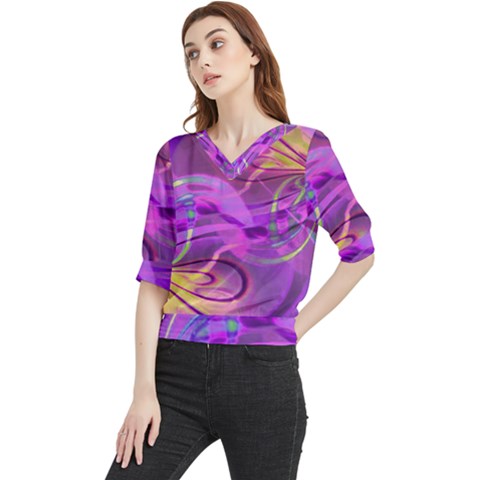 Infinity Painting Purple Quarter Sleeve Blouse by DinkovaArt