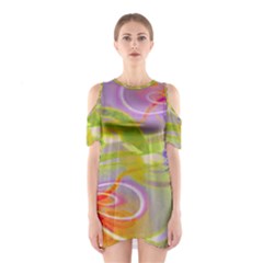 Infinity Painting Green Shoulder Cutout One Piece Dress by DinkovaArt