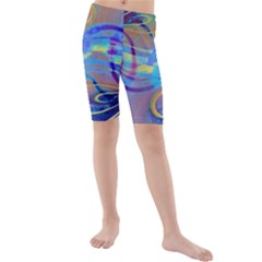 Infinity Painting Blue Kids  Mid Length Swim Shorts by DinkovaArt