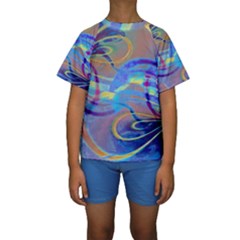 Infinity Painting Blue Kids  Short Sleeve Swimwear by DinkovaArt