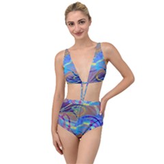 Infinity Painting Blue Tied Up Two Piece Swimsuit by DinkovaArt
