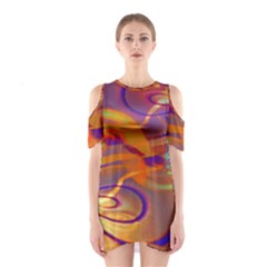 Infinity Painting Orange Shoulder Cutout One Piece Dress by DinkovaArt