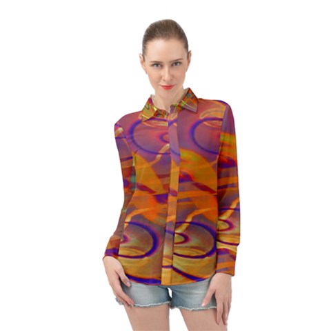 Infinity Painting Orange Long Sleeve Chiffon Shirt by DinkovaArt