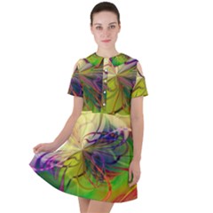  Rainbow Painting Patterns 1 Short Sleeve Shoulder Cut Out Dress  by DinkovaArt