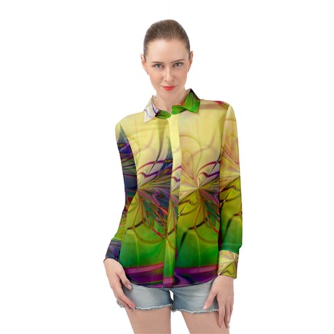  Rainbow Painting Patterns 1 Long Sleeve Chiffon Shirt by DinkovaArt