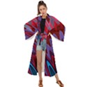 Red Blue Zig Zag Waves Pattern Maxi Kimono View1