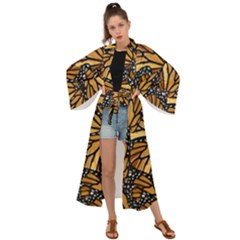 Monarch Butterfly Wings Pattern Maxi Kimono by SpinnyChairDesigns