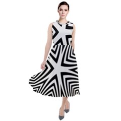 Abstract Zebra Stripes Pattern Round Neck Boho Dress by SpinnyChairDesigns