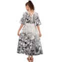 Black and White Abstract Mosaic Pattern Kimono Sleeve Boho Dress View2